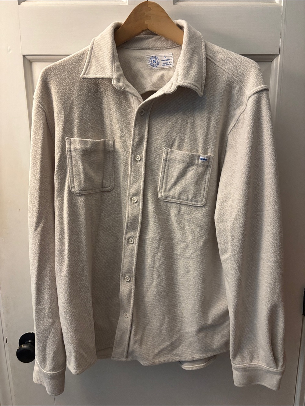 Hurley Cream Long-Sleeve Button-Front Fleece Shirt